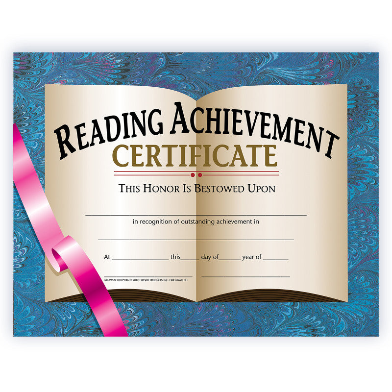 Reading Achievement Certificate, 8.5" x 11", Pack of 30