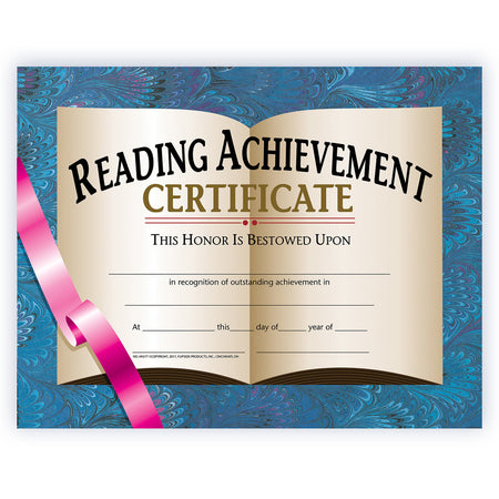 Reading Achievement Certificate, 8.5" x 11", Pack of 30