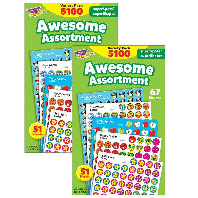 Awesome Assortment superSpots&reg;/superShapes Variety Pack, 5100 Per Pack, 2 Packs
