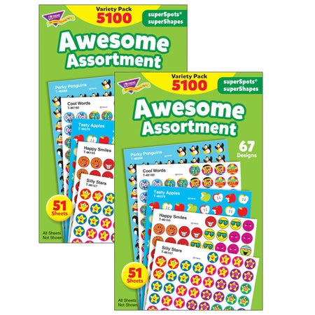 Awesome Assortment superSpots&reg;/superShapes Variety Pack, 5100 Per Pack, 2 Packs
