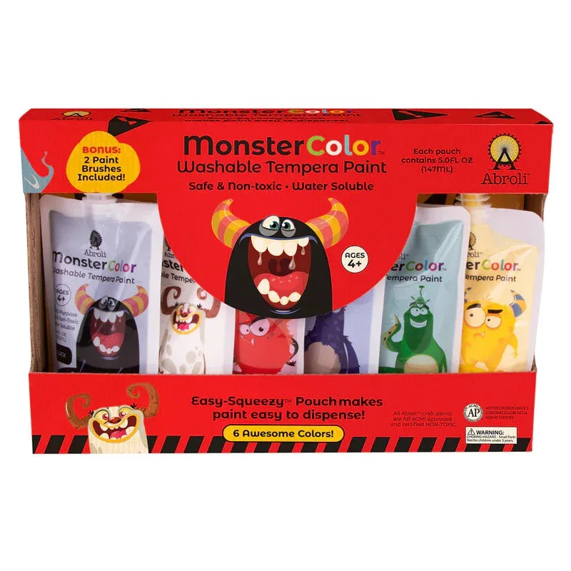 MonsterColor Washable Tempera Paint, 5 oz., 6-Pack