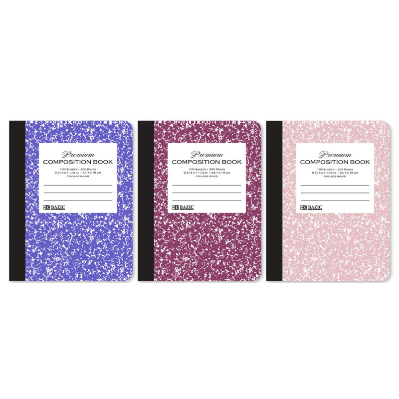 Morandi Marble Composition Books, College Ruled, 100 Count, 3-Pack