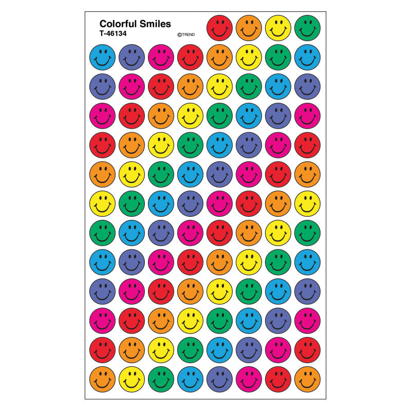 Colorful Smiles superSpots&reg; Stickers, 800 Per Pack, 6 Packs