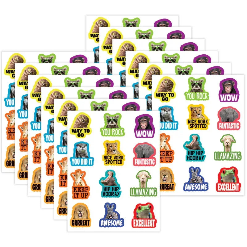 Go Wild Animals Stickers, 72 Per Pack, 12 Packs