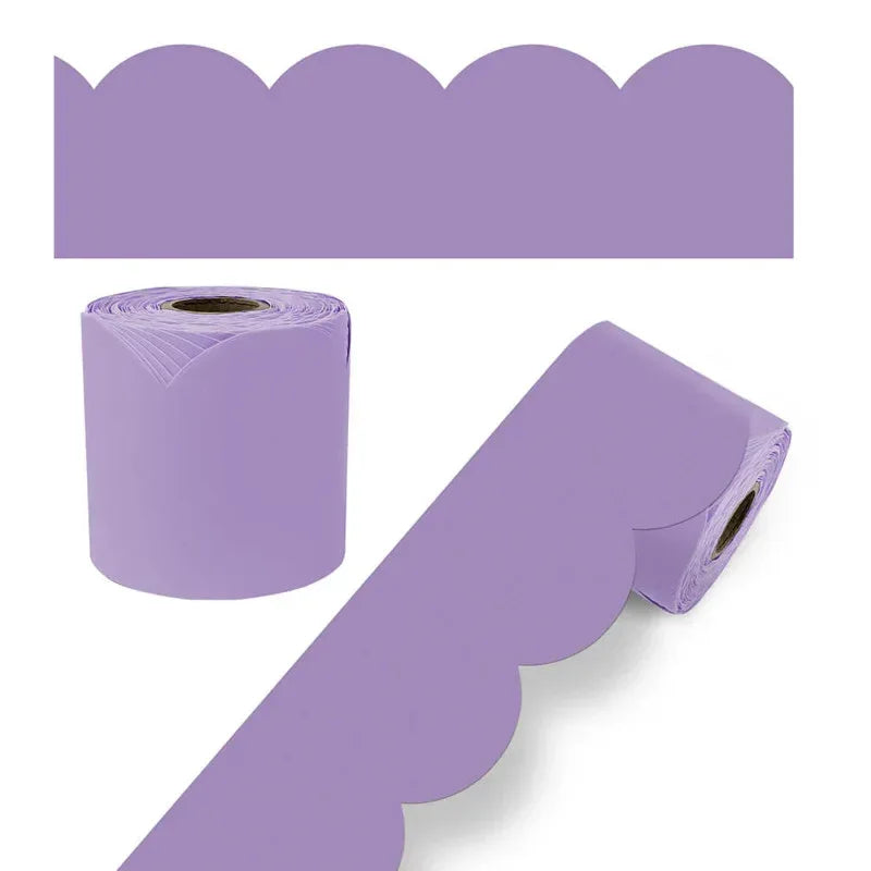 Rolled Scalloped Bulletin Board Border, Lilac, 65 Feet