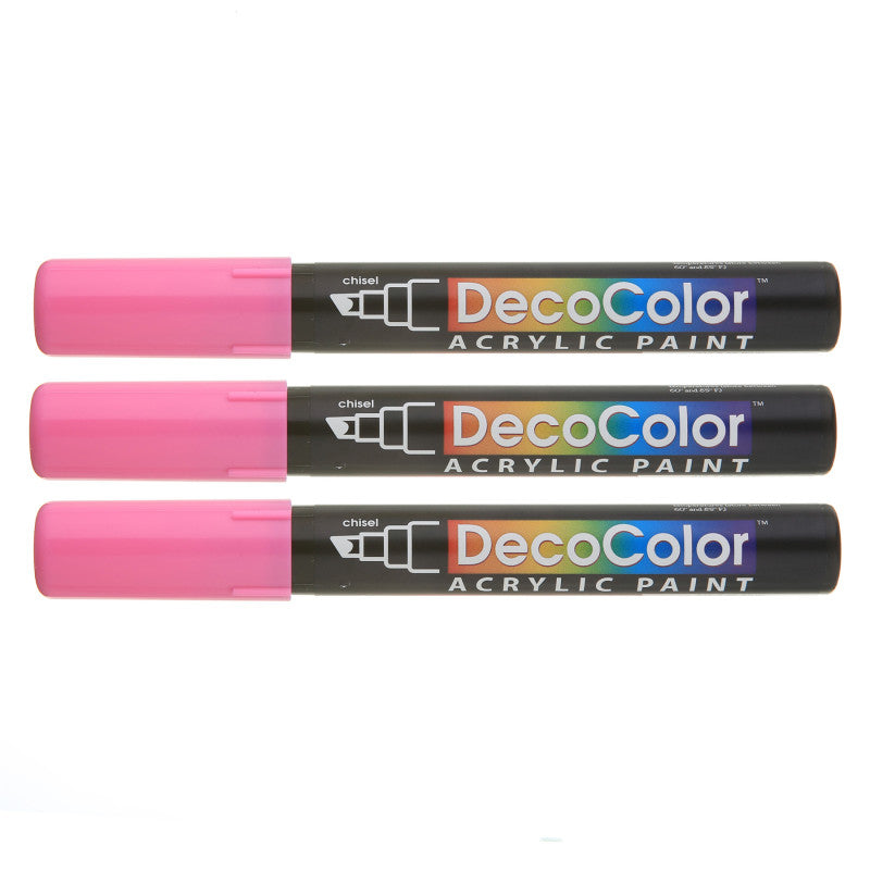 DecoColorÂ® Acrylic Paint Marker, 315-S, Chisel Tip, Pink #9, Set of 3