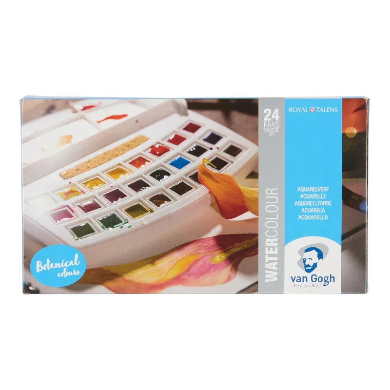 Watercolor Plastic Pocket Box, 24 Pan Botanical Selection