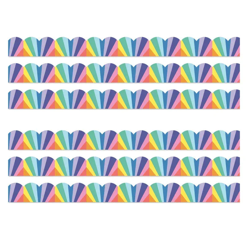 We Stick Together Rainbow Burst Scalloped Bulletin Board Borders, 39 Feet Per Pack, 6 Packs