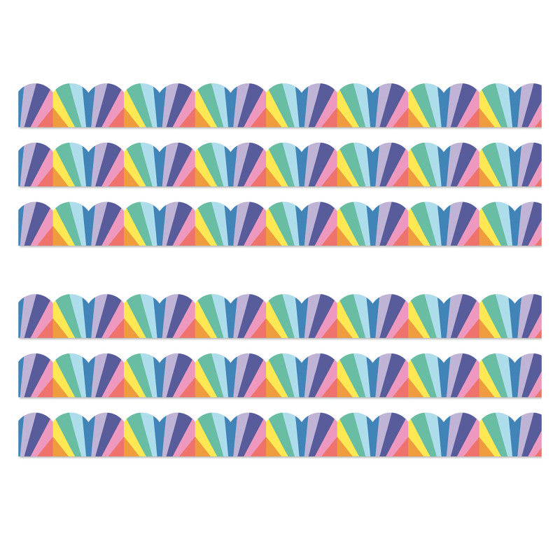 We Stick Together Rainbow Burst Scalloped Bulletin Board Borders, 39 Feet Per Pack, 6 Packs