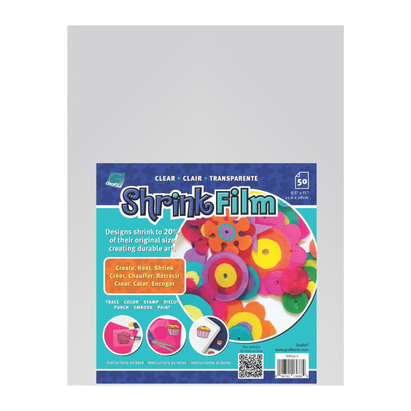 Clear Shrink Film Sheets, 8.5" x 11", 50-Pack