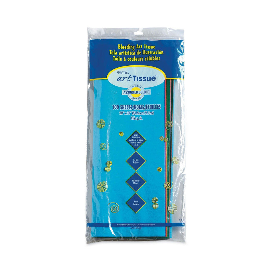 Spectra® Deluxe Bleeding Art Tissue, 20 Assorted Colors, 20" x 30", 100 Sheets, (58516)