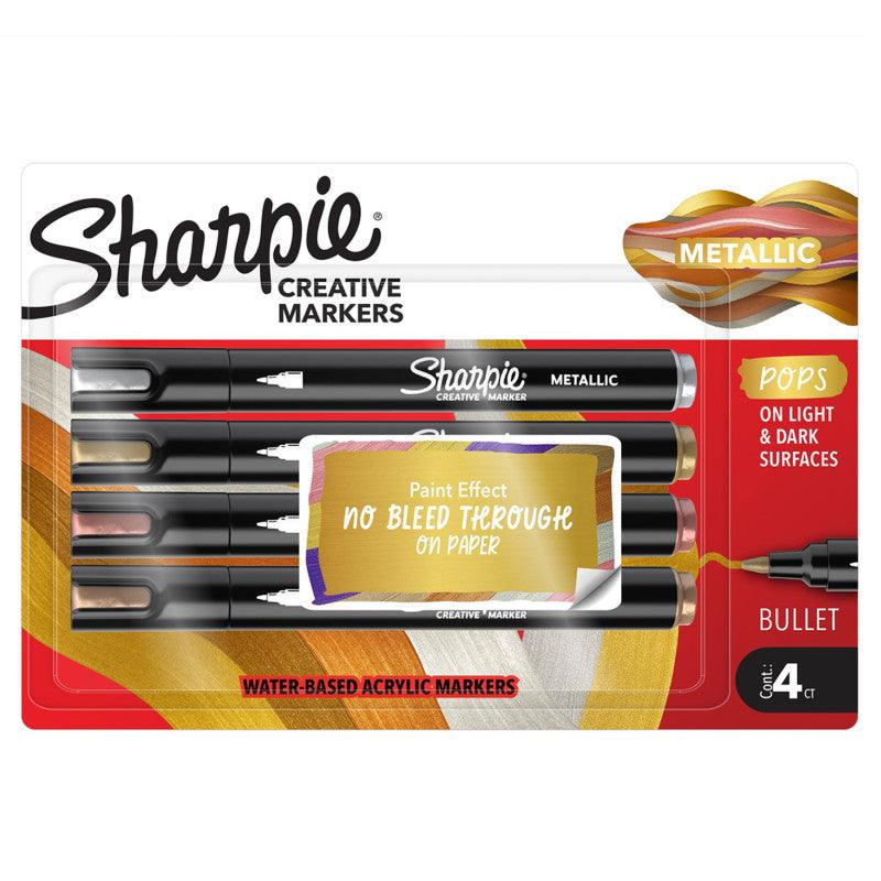 Creative Acrylic Markers, Bullet Tip, Metallic Colors, 4 Count