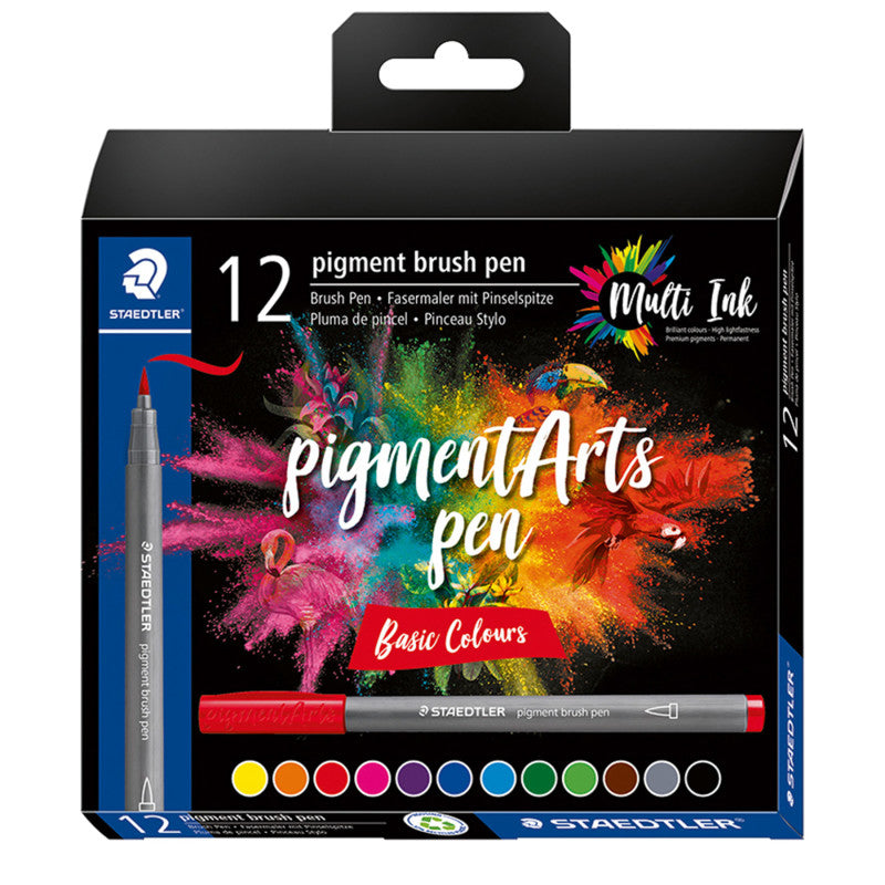 Pigment Arts Brush Pens, Basic Colors, Set of 12