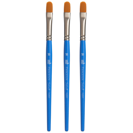 Select Artiste Filbert Brush, Synthetic Bristles, Short Handle Mixed Media Paintbrush, Jewel Blue, Size 10, Pack of 3