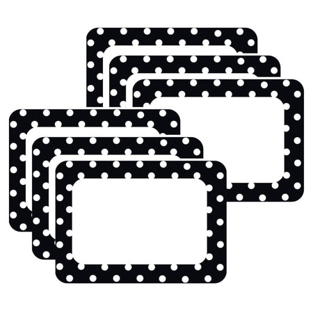 Black Polka Dots 2 Name Tags/Labels, 36 Per Pack, 6 Packs