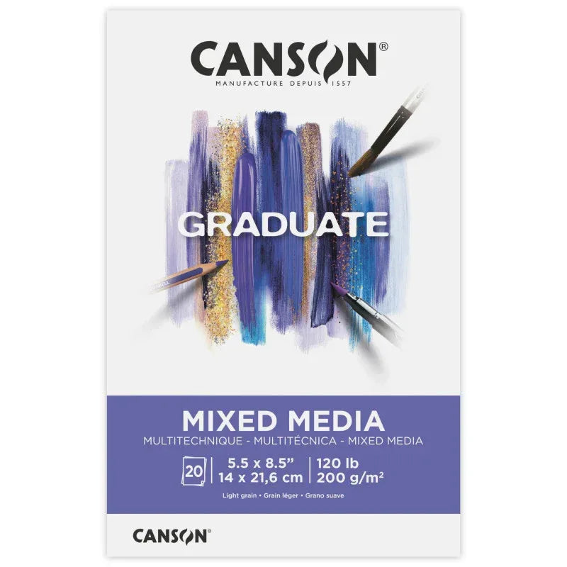 Graduate Mixed Media Pad, Foldover Binding, 20 Sheet, 5.5x8.5 inch, 1 Count