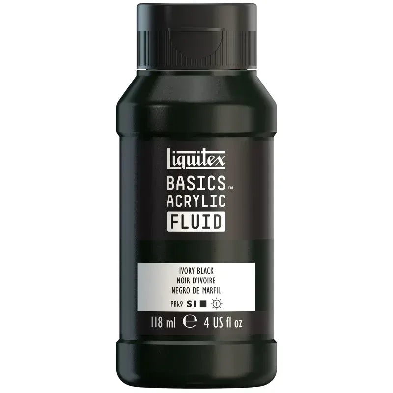 BASICS Acrylic Fluid, 118 mL Bottle, Ivory Black
