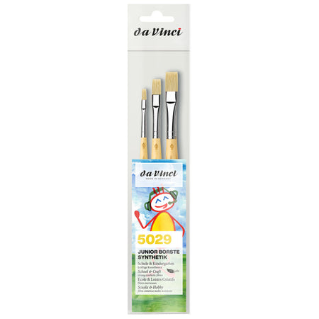 JUNIOR BORSTE Synthetic Student Brush, Synthetic, Acrylic, Flat, Series 329, Assorted Sizes, 3 Brush Set