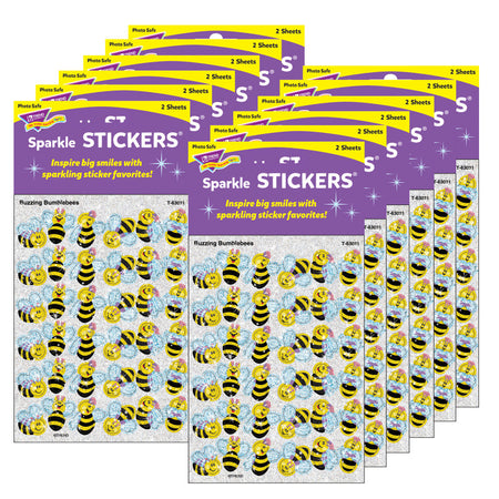 Buzzing Bumblebees Sparkle Stickers&reg;, 72 Per Pack, 12 Packs
