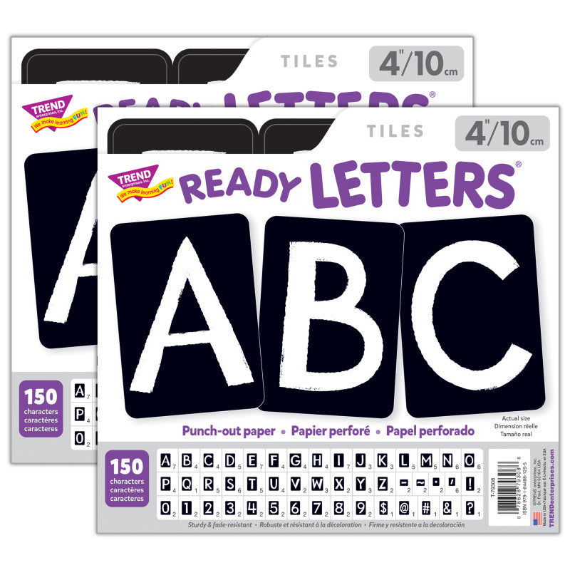 Black 4" Tiles Uppercase Ready Letters&reg;, 150 Pieces Per Pack, 2 Packs