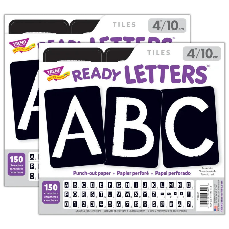 Black 4" Tiles Uppercase Ready Letters&reg;, 150 Pieces Per Pack, 2 Packs