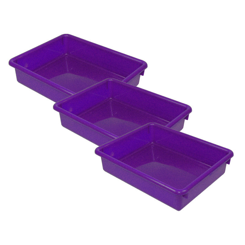 Stowaway&reg; 3" Letter Tray no Lid, Purple, Pack of 3
