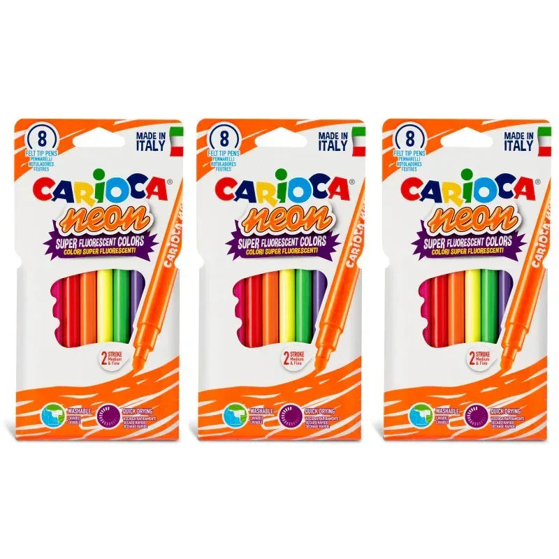 Neon Washable Felt Tip Pens, 8 Per Pack, 3 Packs