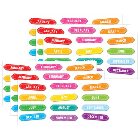 Magnetic Die-Cut Timesavers & Labels, Months of the Year, Chalk Loops, 12 Per Pack, 6 Packs