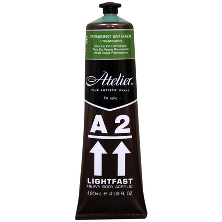 A2 Heavy Body Lightfast Artist Acrylic, 4 oz., Permanent Sap Green