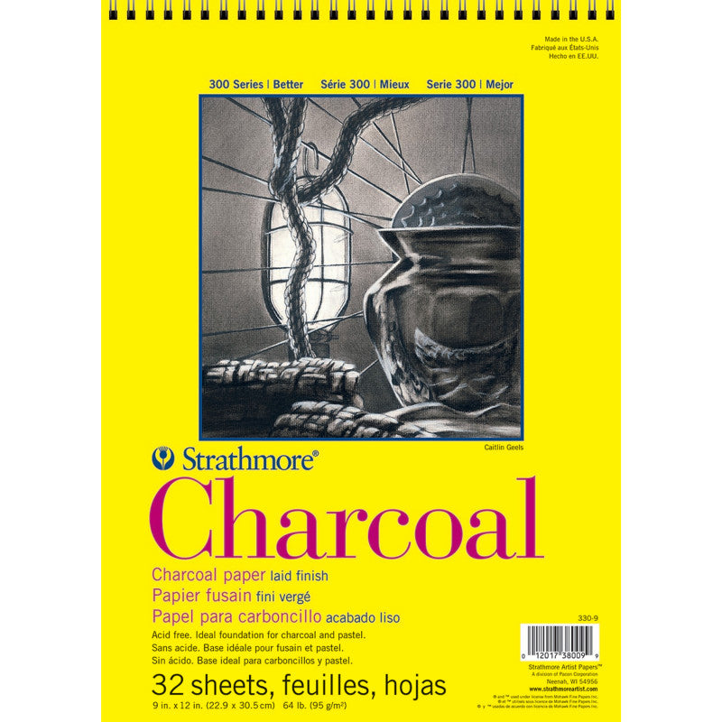 300 Series Charcoal Pad, Top Wire Binding, 32 Sheet, 9x12 inch, 1 Count