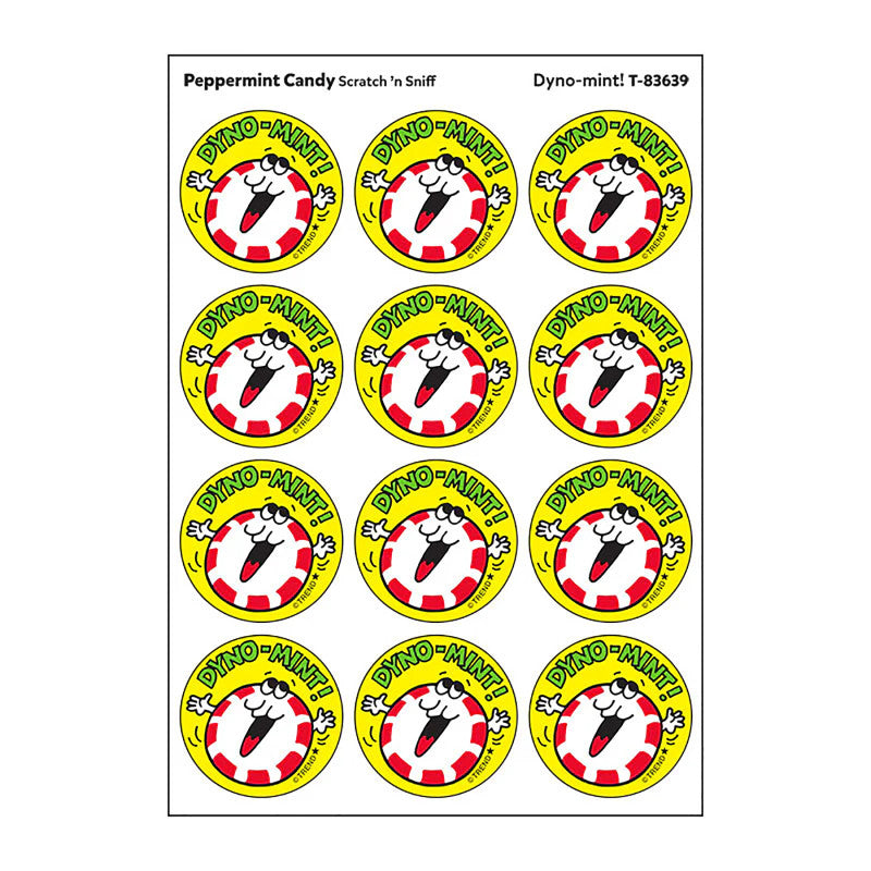 Dyno-mint!/Peppermint Candy scent Retro Scratch 'n Sniff Stinky Stickers&reg;, 24 ct.