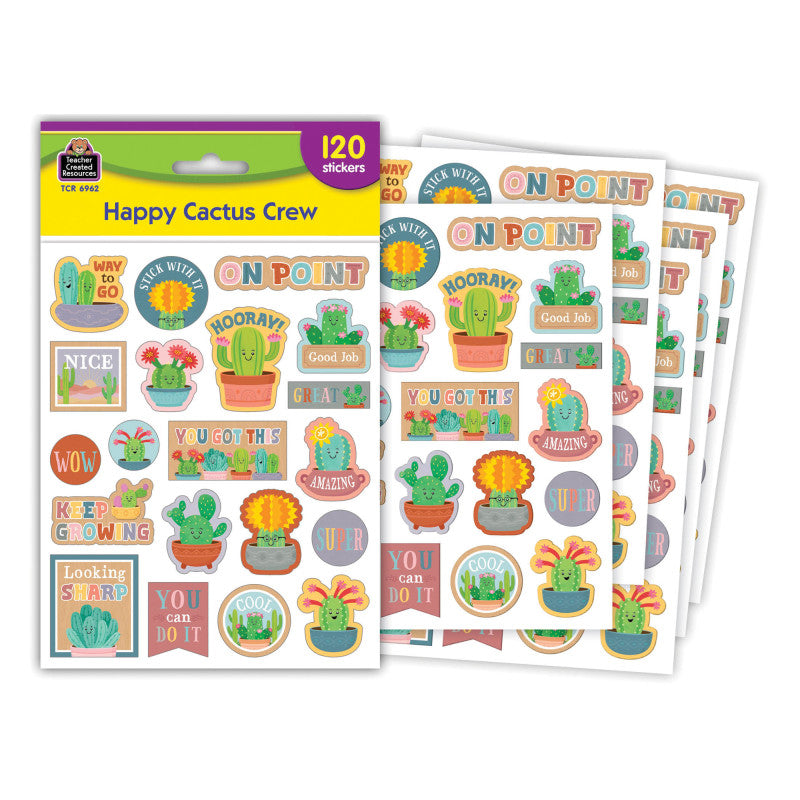 Happy Cactus Crew Stickers, Pack of 120