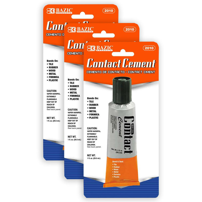 Contact Cement Adhesive, 1 fl oz (30 mL), Pack of 3