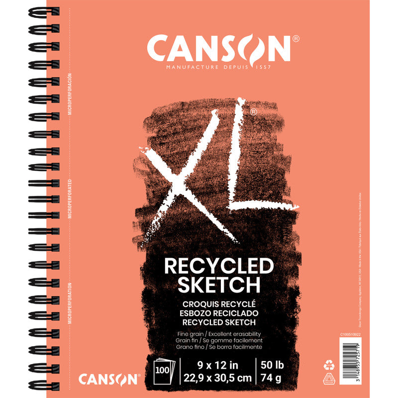XL Series Sketch Pad, Recycled, Side Wire Binding, 100 Sheet, 9x12 inch, 1 Count