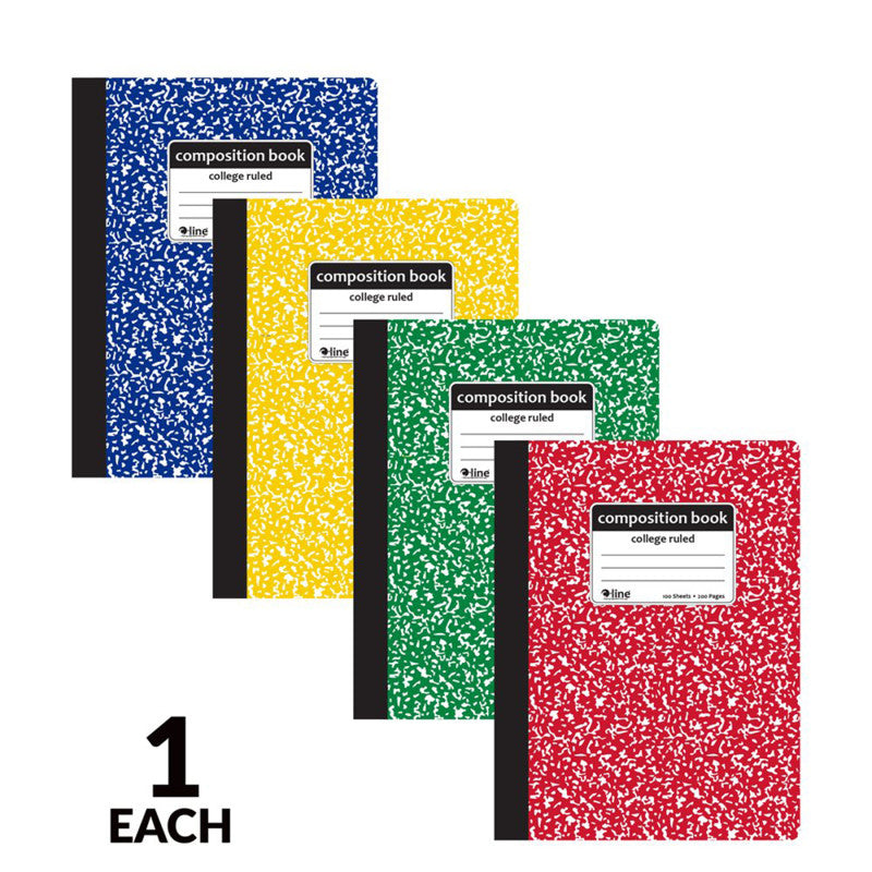 College-Ruled Marble Composition Book, 100 Sheets, Assorted