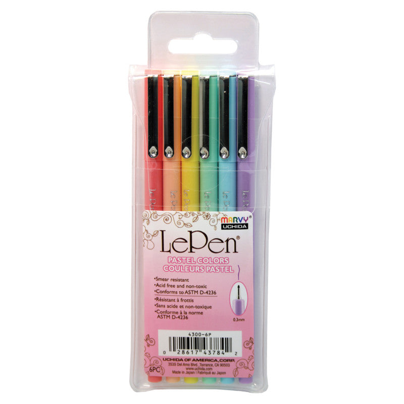 LePen&reg; Micro-Fine Point Pen, Pastel, 6 Colors