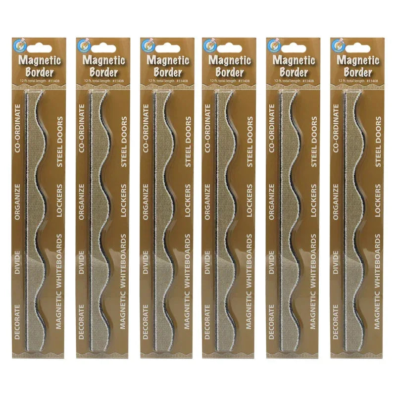 Magnetic Scallop Border Burlap Scribble, 12 Feet Per Pack, 6 Packs