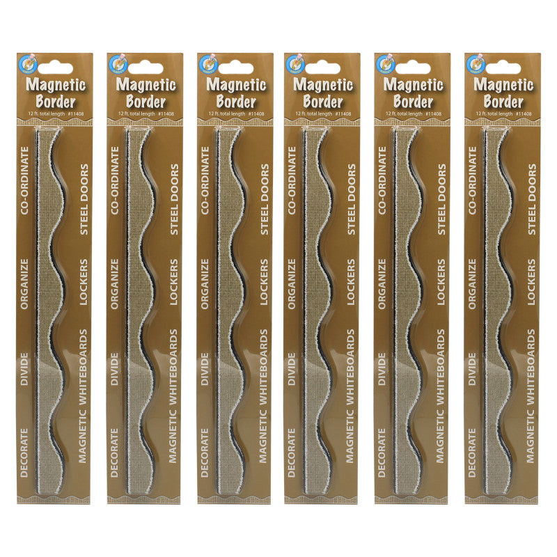 Magnetic Scallop Border Burlap Scribble, 12 Feet Per Pack, 6 Packs