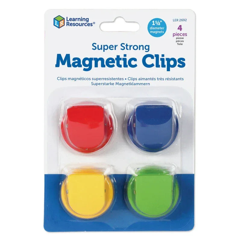 Super Strong Magnetic Clips, Assorted Colors, Pack of 4