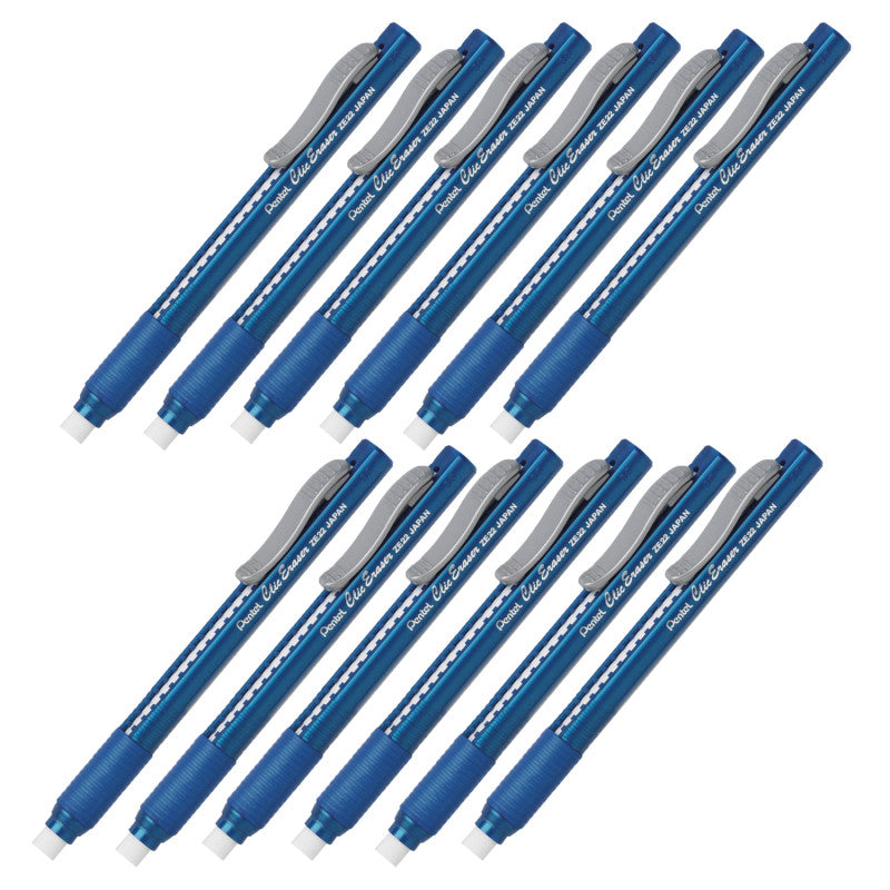 Clic Erasers&reg; Grip, Blue Barrel, Pack of 12