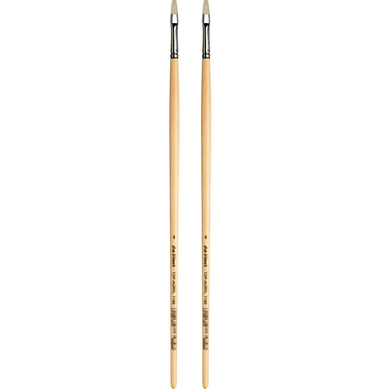 TOP-ACRYL Bright White Brush, Synthetic, Acrylic & Oil, Flat, Series 7182, Size 4, Pack of 2