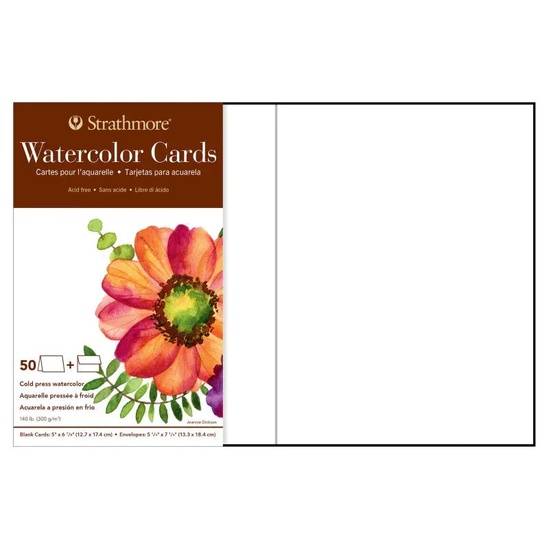 400 Series Watercolor Paper Cards & Envelopes, Full Size, 5x6.875 inch, Pack of 50