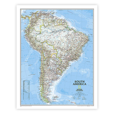 South America Classic Map, Laminated