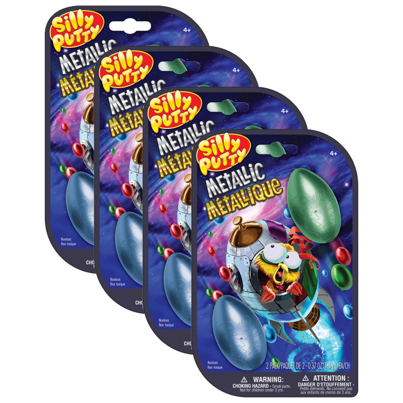 Silly Putty Metallic Eggs, Assorted, 2 Per Pack, 4 Packs