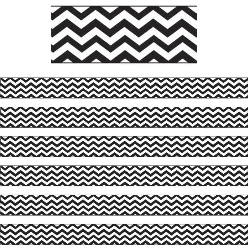 Magnetic Magi-Strips, Black Chevron, 12 Feet Per Pack, 6 Packs