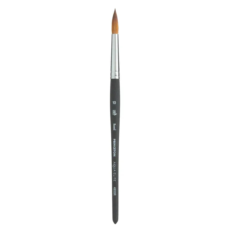 Aqua Elite Round Brush, Synthetic Bristles, Short Handle Watercolor Paintbrush, Matte Black, Size 10, 1 Count