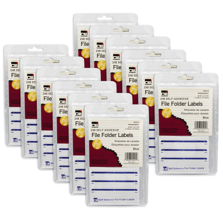File Folder Labels, Blue, 248 Per Pack, 12 Packs