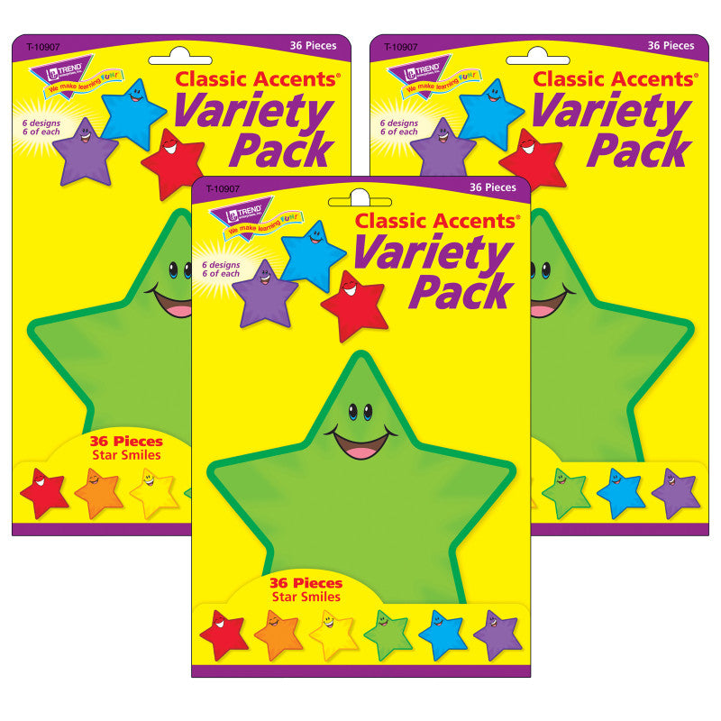 Star Smiles Classic Accents&reg; Variety Pack, 36 Per Pack, 3 Packs