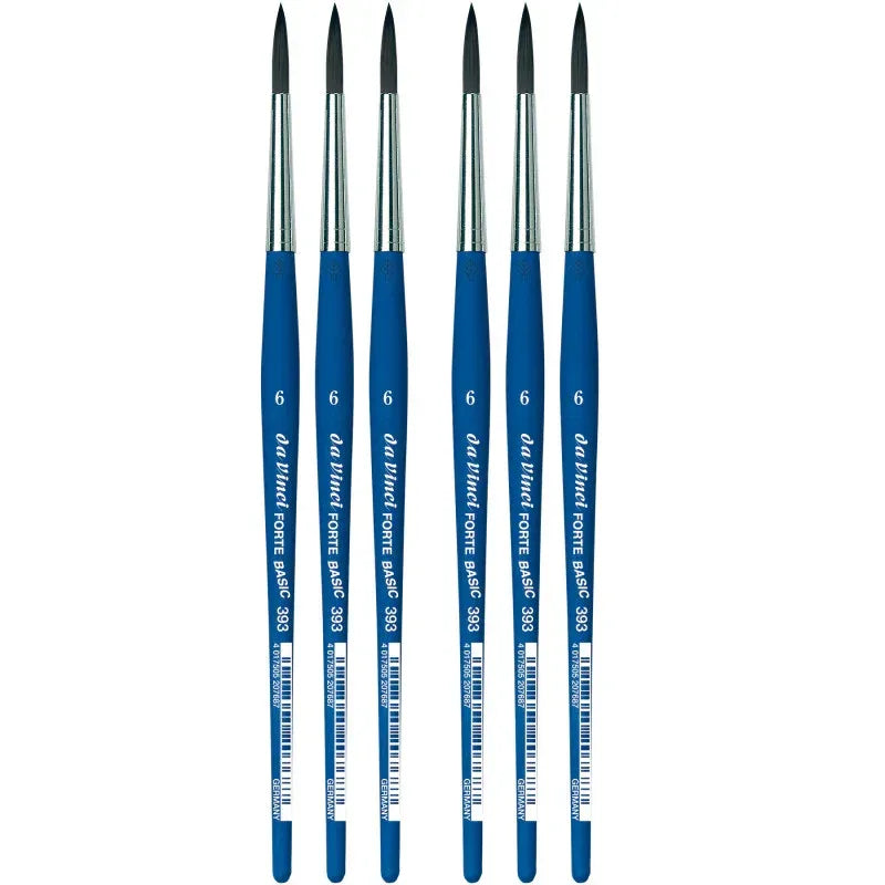 FORTE BASIC Student Brush, Synthetic, Acrylic, Round, Series 393, Size 6, Pack of 6