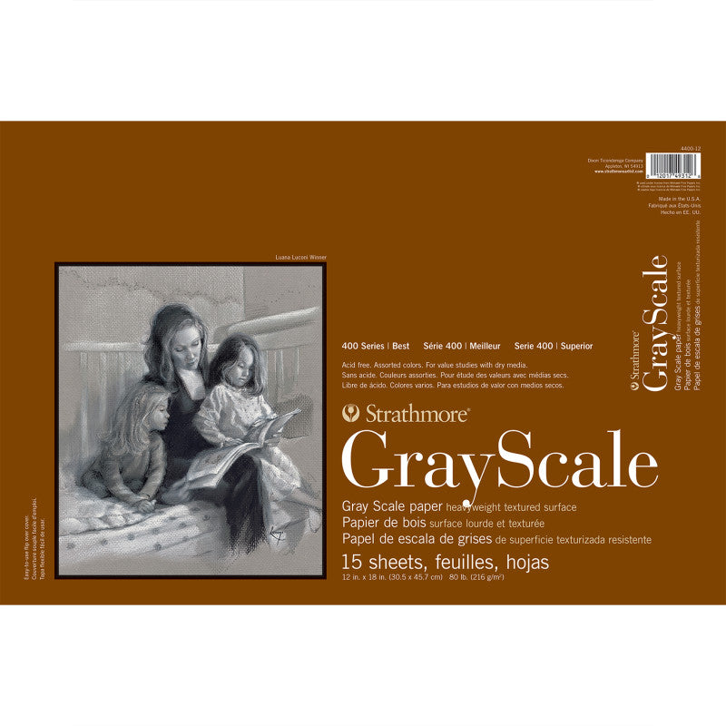 400 Series Grayscale Paper Pad, Glue Binding, 15 Sheet, 12x18 inch, 1 Count